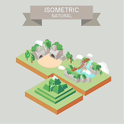 나무 구름 무지개 일러스트 자연 산 사람없음 폭포 돌_바위 바위 굴 동굴 아이소메트릭 자연물 가교 국내일러스트 AI파일 자연요소 식물 건축물 어패류 생태계 파일형식 벡터