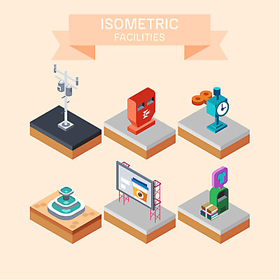 시계 일러스트 광고판 사람없음 재활용 우체통 분수 시설 전봇대 아이소메트릭 수거함 분수_분수대 국내일러스트 AI파일 공공시설 알림판 친환경 분수대 판 파일형식 벡터
