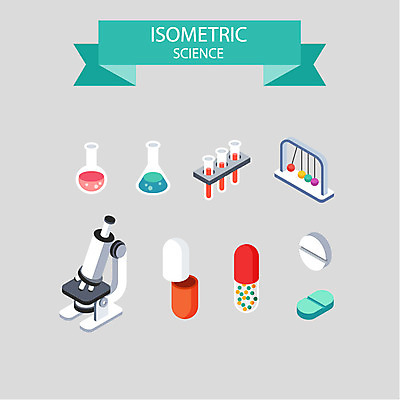 아이콘 과학 현미경 사람없음 알약 약 입체 비커 아이소메트릭 2D아이콘 AI파일 의학 실험기구 파일형식 벡터