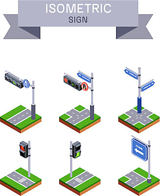 아이콘 화살표 도로 사람없음 표지판 신호등 입체 신호 도로표지판 아이소메트릭 2D아이콘 AI파일 길 교통시설 알림판 파일형식 벡터