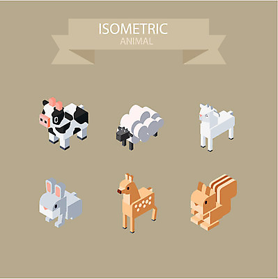 동물 아이콘 사슴 염소 사람없음 토끼 양 젖소 입체 다람쥐 아이소메트릭 2D아이콘 AI파일 포유류 반려동물 소 설치류 파일형식 벡터