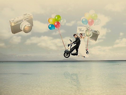 JPG 구름 편집이미지 여자 남자 여유 바다 결혼 신혼부부 자연 하늘 사람 동양인 풍경 성인 두명 카메라 한국인 자유 스쿠터 디지털합성 풍선 설레임 공중부양 디지털아트 성인만 편집실사 자연요소 부부 감정 컨셉 인종 이벤트 전자제품 오토바이 CG 생태계 신혼 파일형식