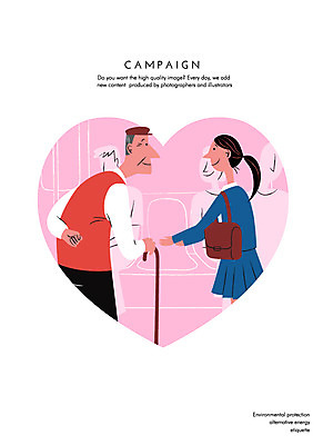 여자 노년 남자 캠페인 가방 일러스트 지팡이 사람 여러명 성인 예절 전철 양보 공공장소 노인만 국내일러스트 AI파일 잡화 육상교통 다수 대중교통 장소 배려 성인만 파일형식 벡터