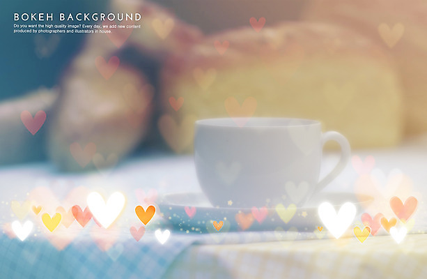 PSD 편집이미지 빵 백그라운드 탁자 포토일러 한잔 사람없음 식탁보 하트 커피잔 보케 블러 이미지편집 모양 1 커피 음식 가구 잔 파일형식