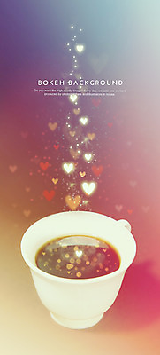PSD 편집이미지 커피 백그라운드 포토일러 사람없음 컬러풀 하트 커피잔 보케 이미지편집 모양 음료 컬러 잔 파일형식