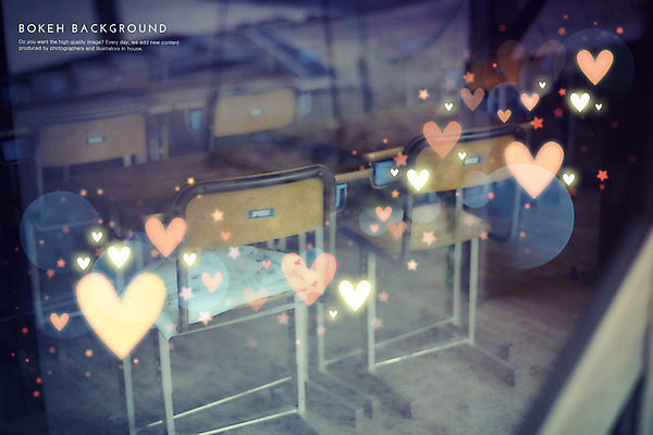 PSD 편집이미지 백그라운드 의자 교실 포토일러 실내 사람없음 하트 책상 보케 이미지편집 모양 교육 가구 학교 내부 파일형식