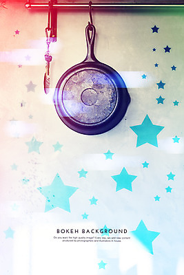 PSD 편집이미지 별 컬러 하늘색 백그라운드 포토일러 주방용품 사람없음 프라이팬 보케 이미지편집 자연요소 생활용품 파란색 파일형식