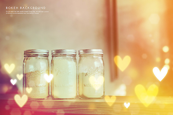 PSD 편집이미지 백그라운드 포토일러 유리병 사람없음 하트 세개 보케 블러 이미지편집 모양 병_용기 3 파일형식
