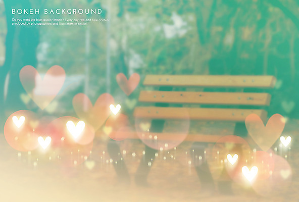 PSD 편집이미지 분홍색 컬러 백그라운드 벤치 포토일러 사람없음 초록색 빛 하트 보케 블러 이미지편집 모양 의자 파일형식