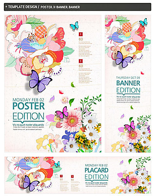 PSD 식물 동물 템플릿 배너 배너템플릿 계절 가로배너 꽃 ZIP 포스터 세로배너 나비 곤충 사람없음 세트 봄 현수막 가로 세로 파일형식