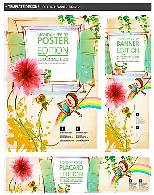 PSD 식물 템플릿 배너 배너템플릿 계절 가로배너 꽃 ZIP 포스터 세로배너 어린이 무지개 창문 나뭇잎 한명 사람 세트 봄 현수막 그네 어린이만 자연요소 1 잎 가로 세로 파일형식