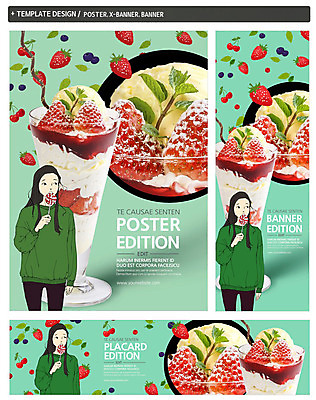 PSD 템플릿 배너 배너템플릿 여자 가로배너 ZIP 포스터 세로배너 음식 과일 딸기 디저트 막대사탕 사탕 한명 사람 상반신 컵 세트 요식업 현수막 먹기 블루베리 파르페 여자만 여자한명만 1 식기 산업 모션 가로 세로 파일형식