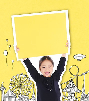 PSD 편집이미지 배너 여자 어린이 포토일러 안내 프레임 알림판 한명 사람 동양인 놀이공원 한국인 알림 대관람차 풍선 회전목마 롤러코스터 여자만 여자한명만 어린이만 소녀만 소녀한명만 이미지편집 1 인종 테마파크 놀이기구 파일형식