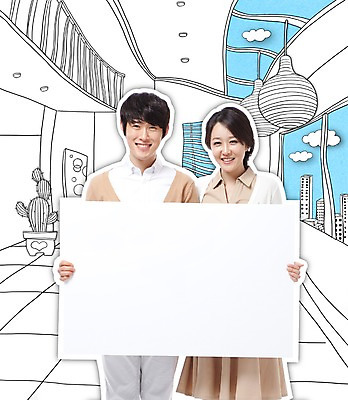 PSD 편집이미지 부부 커플 여자 남자 화분 창문 포토일러 집안 조명 선인장 안내 프레임 알림판 실내 사람 동양인 성인 두명 한국인 알림 신혼생활 성인만 이미지편집 식물 관계 인종 내부 파일형식