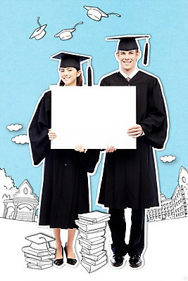 PSD 서양인 외국인 편집이미지 여자 남자 학사모 졸업 학교 포토일러 안내 프레임 알림판 사람 성인 두명 책 가운 졸업가운 알림 대학교 성인만 이미지편집 모자_잡화 옷 교육 인종 파일형식