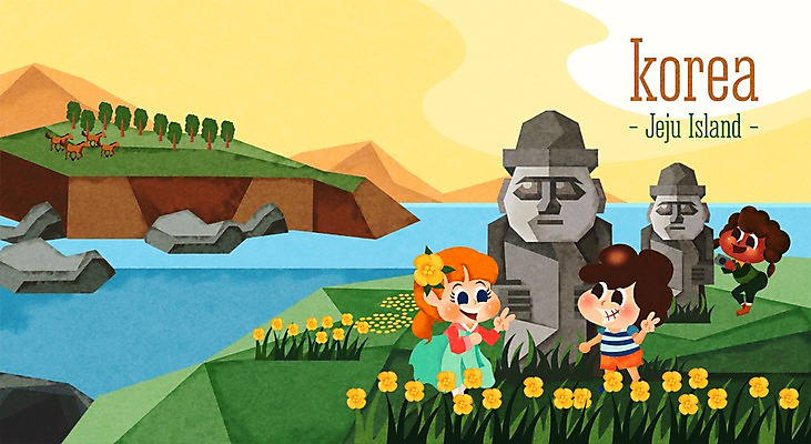 주간 PSD 식물 동물 여자 남자 꽃 나라 어린이 바다 섬 여행 일러스트 산 함께함 사람 야외 세명 세계 제주도 도전 돌_바위 바위 말_동물 체험학습 체험 한복 돌하르방 유채 다인종 랜드마크 어린이만 국내일러스트 자연요소 한국전통 컨셉 포유류 한국 인종 전통의상 파일형식
