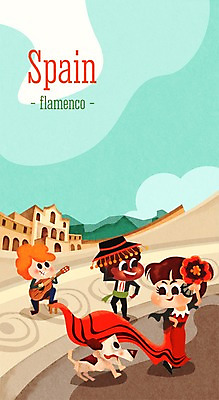 주간 PSD 한마리 여자 남자 나라 어린이 악기 여행 연주 일러스트 함께함 사람 야외 세명 세계 도전 기타 춤 체험학습 체험 스페인 강아지 다인종 랜드마크 플라멩코 어린이만 국내일러스트 자연요소 1 유럽 예술 음악 컨셉 현악기 문화예술 인종 반려동물 세계문화유산 개 파일형식