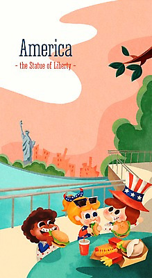 주간 PSD 모자 공원 여자 남자 나라 어린이 여행 일러스트 패스트푸드 함께함 사람 야외 세명 선글라스 세계 미국 도전 햄버거 체험학습 체험 자유의여신상 다인종 핫도그 랜드마크 어린이만 국내일러스트 자연요소 잡화 공공시설 안경 음식 컨셉 북아메리카 인종 세계문화유산 인스턴트 파일형식