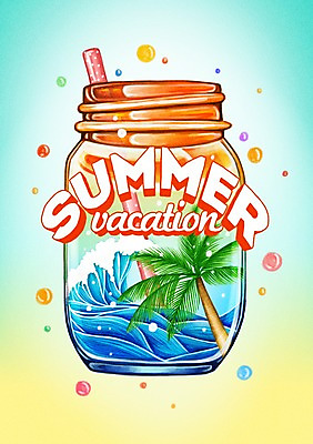 PSD 나무 식물 문자 알파벳 영어 계절 행복 바다 백그라운드 일러스트 휴가 유리병 빨대 사람없음 여름 야자수 라벨 물방울 국내일러스트 감정 병_용기 프레임 파일형식