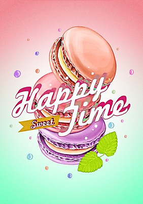 PSD 문자 알파벳 영어 행복 음식 백그라운드 잎 일러스트 디저트 사람없음 라벨 물방울 마카롱 국내일러스트 식물 감정 프레임 파일형식