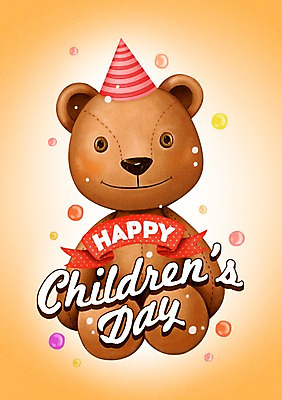 PSD 문자 알파벳 영어 행복 리본 백그라운드 일러스트 사람없음 장난감 라벨 곰인형 고깔모자 물방울 어린이날 국내일러스트 모자_잡화 기념일 감정 인형 프레임 파일형식