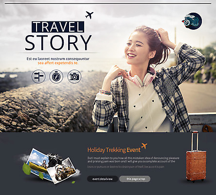 PSD 템플릿 계절 여자 여행 웹템플릿 휴가 이벤트페이지 한명 사람 동양인 이벤트 성인 여름 여름휴가 바캉스 제주도 카메라 캐리어 헤드셋 한국인 농촌 기념사진 여자만 여자한명만 성인여자만 성인만 이미지템플릿 1 음향기기 한국 인종 전자제품 여행가방 헤드폰 시골 페이지 파일형식 여름_계절