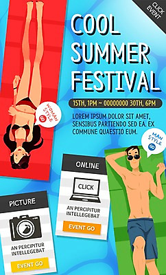 PSD 템플릿 커플 계절 여자 남자 수영복 여행 웹템플릿 휴가 수영장 이벤트페이지 사람 이벤트 성인 두명 여름 여름휴가 바캉스 노트북 비키니 선글라스 카메라 튜브 성인만 이미지템플릿 옷 안경 관계 전자제품 페이지 파일형식 여름_계절