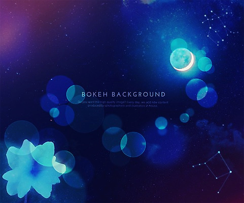 PSD 편집이미지 꽃잎 꽃 컬러 하늘색 백그라운드 포토일러 밤하늘 하늘 사람없음 파란색 별자리 달 보케 이미지편집 자연요소 식물 야간 파일형식