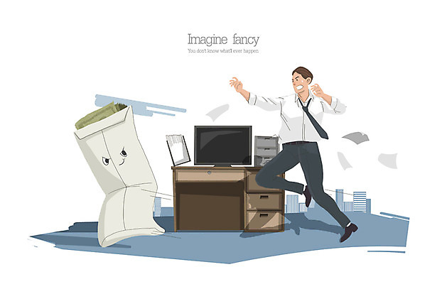 PSD 남자 종이 일러스트 비즈니스 상상 한명 사람 성인 비즈니스맨 책상 일탈 돈봉투 남자만 남자한명만 성인남자만 성인만 국내일러스트 1 가구 봉투 직장인 파일형식