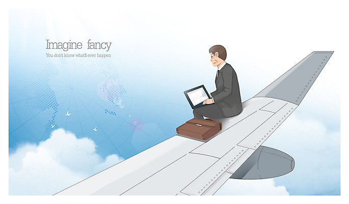 PSD 구름 남자 날개 일러스트 비즈니스 상상 하늘 비행기 한명 사람 성인 노트북 비즈니스맨 출장 일탈 남자만 남자한명만 성인남자만 성인만 국내일러스트 자연요소 1 항공교통 대중교통 전자제품 직장인 파일형식
