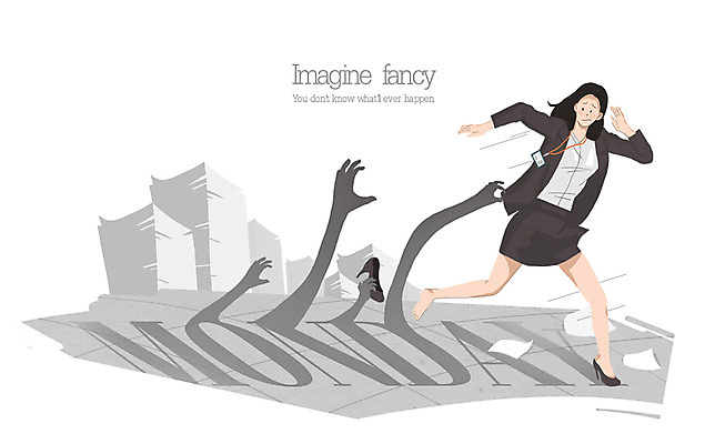 PSD 손 여자 종이 일러스트 비즈니스 상상 그림자 한명 사람 성인 비즈니스우먼 탈출 문서 일탈 월요일 여자만 여자한명만 성인여자만 성인만 국내일러스트 1 컨셉 신체부위 직장인 요일 파일형식