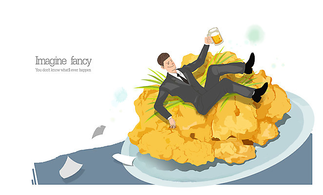 PSD 접시 남자 종이 음식 일러스트 비즈니스 상상 맥주 한명 사람 성인 치킨 비즈니스맨 문서 일탈 회식 남자만 남자한명만 성인남자만 성인만 치맥 국내일러스트 1 식기 주류 식사 직장인 닭고기요리 파일형식