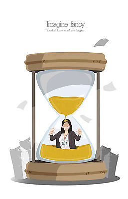 PSD 여자 종이 일러스트 비즈니스 상상 한명 사람 성인 비즈니스우먼 모래시계 문서 일탈 여자만 여자한명만 성인여자만 성인만 국내일러스트 1 모래 시계 직장인 파일형식