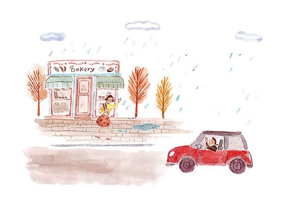 주간 PSD 나무 식물 구름 커플 여자 남자 도로 일러스트 자동차 날씨 함께함 사랑 사람 성인 야외 두명 빵집 운전 비 바게트 성인만 국내일러스트 자연요소 감정 길 빵 육상교통 컨셉 관계 교통시설 모션 상점 파일형식