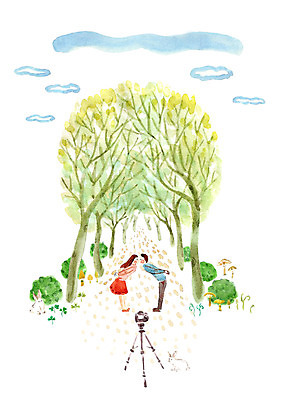 주간 PSD 나무 식물 커플 여자 남자 일러스트 키스 함께함 사랑 사람 성인 야외 두명 카메라 사진촬영 토끼 클로버 가로수 삼각대 성인만 국내일러스트 자연요소 감정 컨셉 포유류 관계 전자제품 반려동물 촬영 애정표현 파일형식