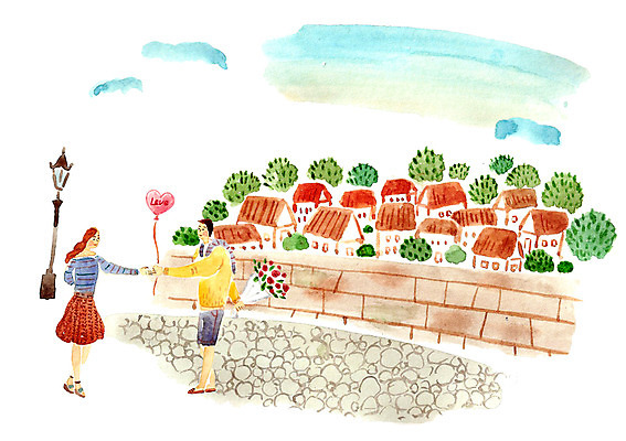 주간 PSD 식물 커플 여자 남자 꽃 꽃다발 프로포즈 가로등 일러스트 함께함 사랑 사람 성인 야외 두명 담장 마을 풍선 성인만 국내일러스트 자연요소 공공시설 감정 컨셉 관계 파일형식