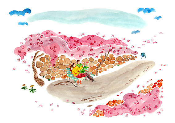 주간 PSD 나무 식물 커플 계절 여자 남자 벤치 일러스트 함께함 사랑 사람 앉기 성인 야외 두명 담장 봄 벚꽃 쓰레기통 민들레 성인만 국내일러스트 자연요소 꽃 감정 컨셉 의자 관계 모션 파일형식