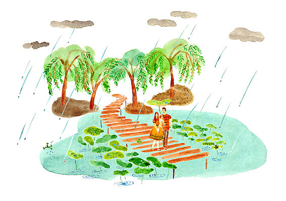 PSD 나무 식물 구름 커플 계절 여자 남자 호수 데이트 일러스트 날씨 함께함 개구리 사랑 사람 성인 두명 여름 산책로 비 버드나무 연잎 성인만 국내일러스트 자연요소 감정 길 컨셉 잎 관계 양서류 파일형식