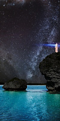 JPG 편집이미지 별 바다 백그라운드 밤하늘 등대 사람없음 3D 우주 절벽 화려 신비 디지털합성 합성 은하수 별빛 디지털아트 이미지편집 편집3D 자연요소 컨셉 자연 하늘 빛 야간 파일형식