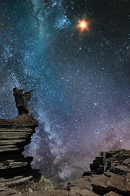 JPG 편집이미지 남자 실루엣 별 백그라운드 낚시 사람 두명 3D 우주 화려 낚싯대 신비 기암괴석 디지털합성 합성 쏟아짐 은하수 디지털아트 남자만 이미지편집 편집3D 자연요소 컨셉 모션 자연 레저 촬영기법 바위_돌 낚시용품 파일형식