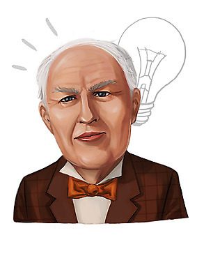 PSD 서양인 외국인 남자 일러스트 전구 한명 사람 상반신 성인 위인 발명가 남자만 남자한명만 성인남자만 성인만 국내일러스트 직업 1 인종 파일형식