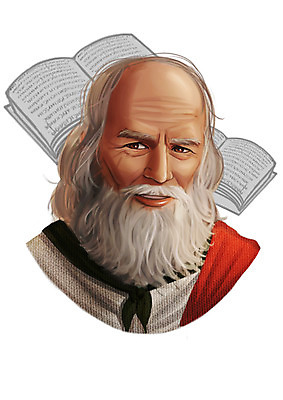 PSD 서양인 외국인 남자 일러스트 수염 한명 사람 상반신 성인 책 위인 그리스인 철학자 플라톤 남자만 남자한명만 성인남자만 성인만 국내일러스트 직업 1 인종 파일형식