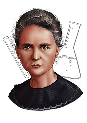 PSD 서양인 외국인 여자 일러스트 한명 사람 상반신 성인 비커 위인 물리학자 퀴리부인 화학자 여자만 여자한명만 성인여자만 성인만 국내일러스트 직업 1 실험기구 인종 과학자 파일형식