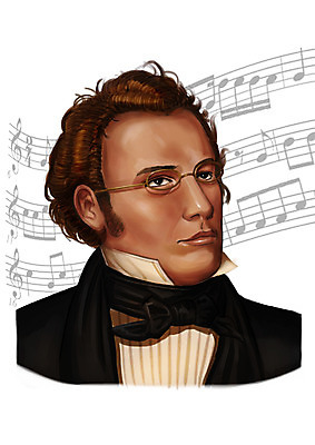 PSD 서양인 외국인 남자 일러스트 한명 사람 상반신 성인 음악가 악보 위인 슈베르트 오스트리아인 남자만 남자한명만 성인남자만 성인만 국내일러스트 직업 1 음악 인종 파일형식