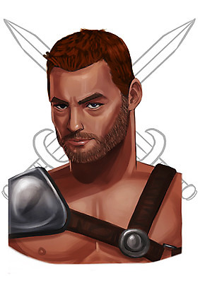 PSD 서양인 외국인 남자 일러스트 한명 사람 상반신 성인 칼 위인 로마인 검투사 스파르타쿠스 남자만 남자한명만 성인남자만 성인만 국내일러스트 직업 1 인종 파일형식
