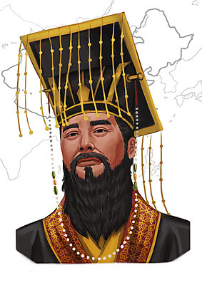 PSD 남자 일러스트 한명 사람 동양인 상반신 성인 중국인 왕 위인 정치가 중국지도 남자만 남자한명만 성인남자만 성인만 국내일러스트 외국인 직업 1 지도 인종 중국 파일형식