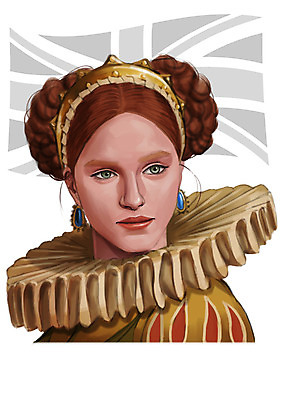 PSD 서양인 외국인 여자 일러스트 영국 한명 사람 상반신 성인 귀걸이 국기 위인 여왕 정치가 엘리자베스1세 여자만 여자한명만 성인여자만 성인만 국내일러스트 직업 1 유럽 장신구 인종 파일형식