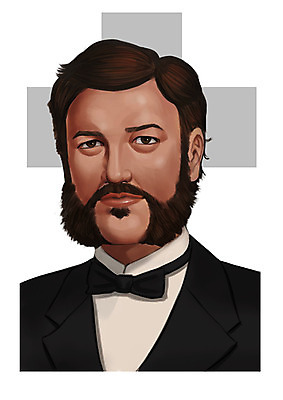 PSD 서양인 외국인 남자 일러스트 한명 사람 상반신 성인 평화 수상_상을받음 위인 십자 노벨상 스위스인 앙리뒤낭 수상자 남자만 남자한명만 성인남자만 성인만 국내일러스트 1 컨셉 인종 상패 파일형식