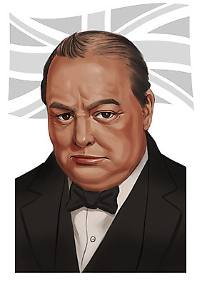 PSD 서양인 외국인 남자 일러스트 나비넥타이 한명 사람 상반신 성인 국기 위인 정치가 처칠 남자만 남자한명만 성인남자만 성인만 국내일러스트 직업 1 넥타이 인종 파일형식