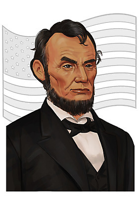 PSD 서양인 외국인 남자 일러스트 한명 사람 상반신 성인 미국 국기 위인 대통령 에이브러햄링컨 정치가 남자만 남자한명만 성인남자만 성인만 국내일러스트 직업 1 북아메리카 인종 파일형식